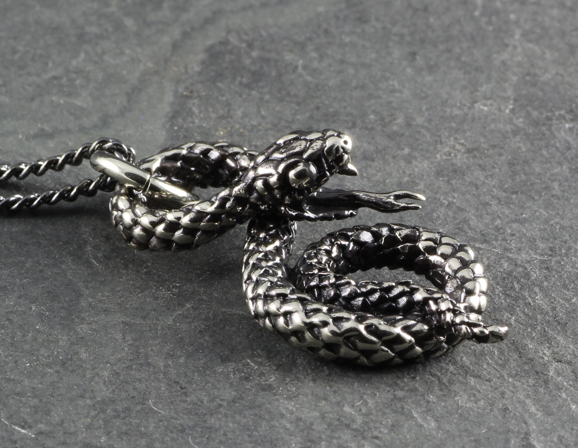 Coiled Snake Necklace - Silver