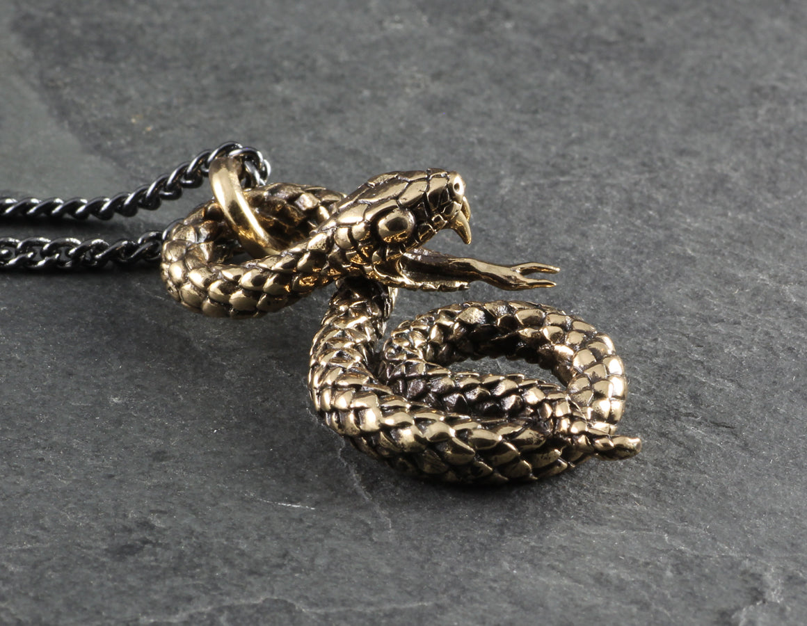 Coiled Snake Necklace - Bronze