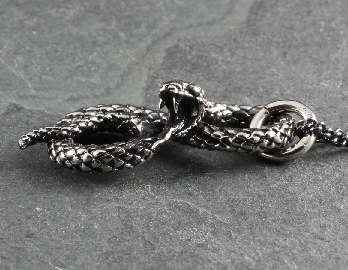 Coiled Snake Necklace - Silver