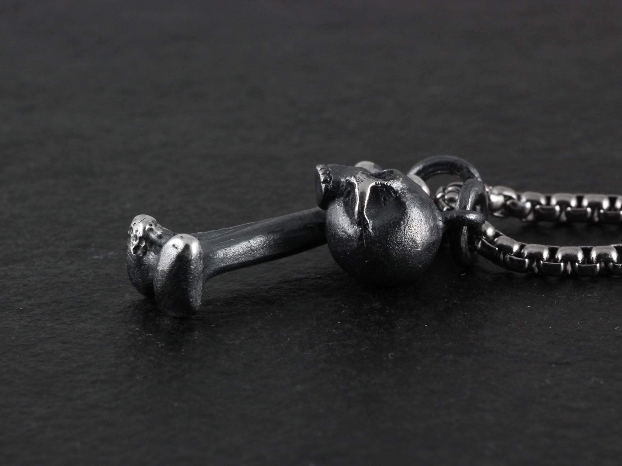 Sterling Silver Tiny Skull & Bone Necklace