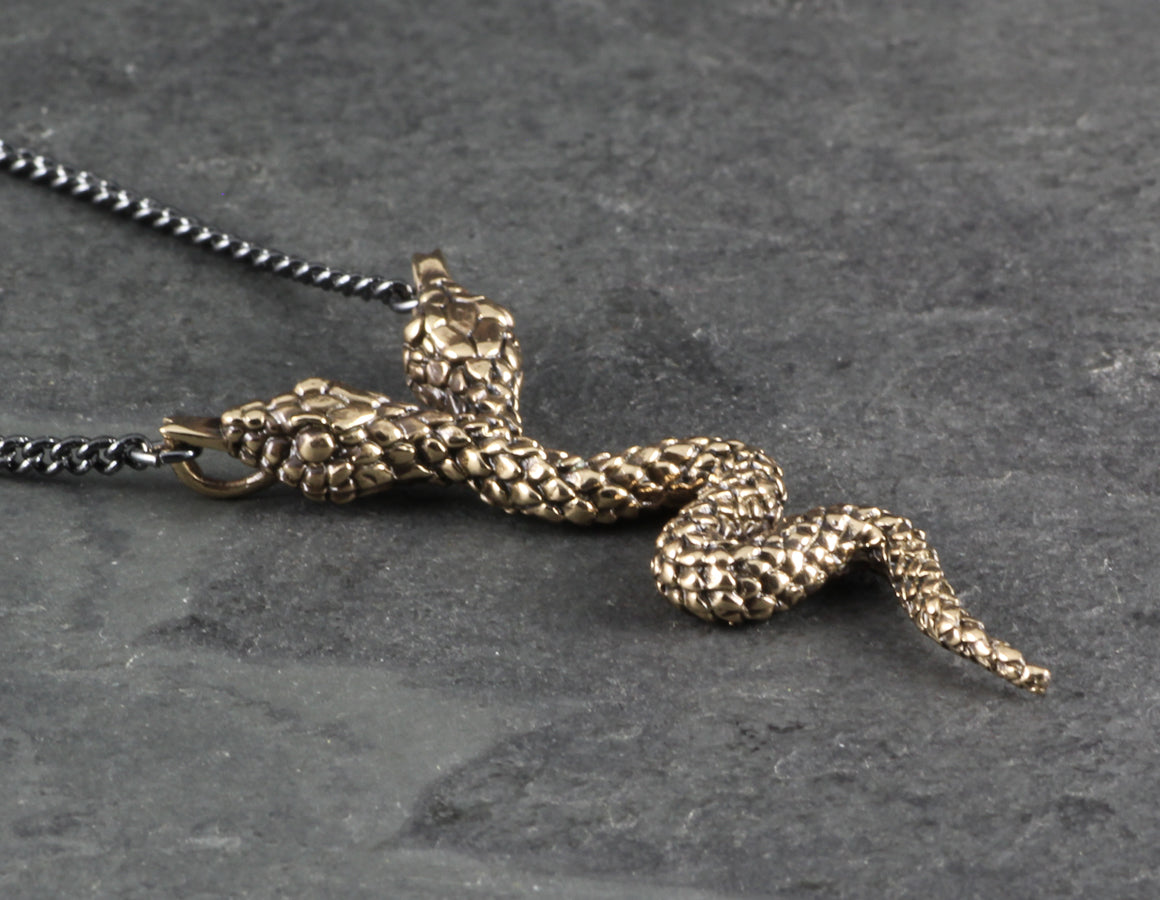 Two-Headed Snake Necklace - Bronze