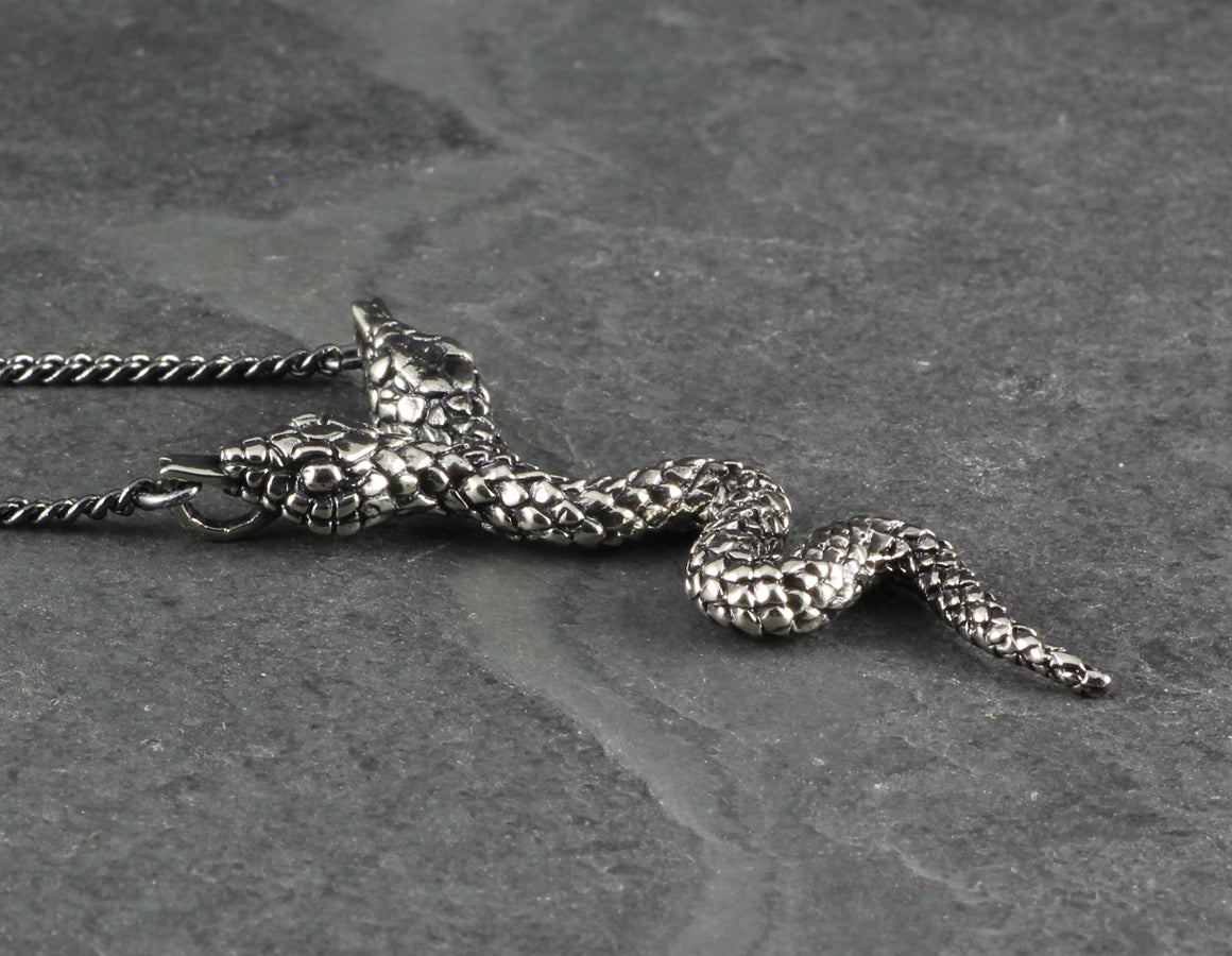 Two-Headed Snake Necklace - Silver